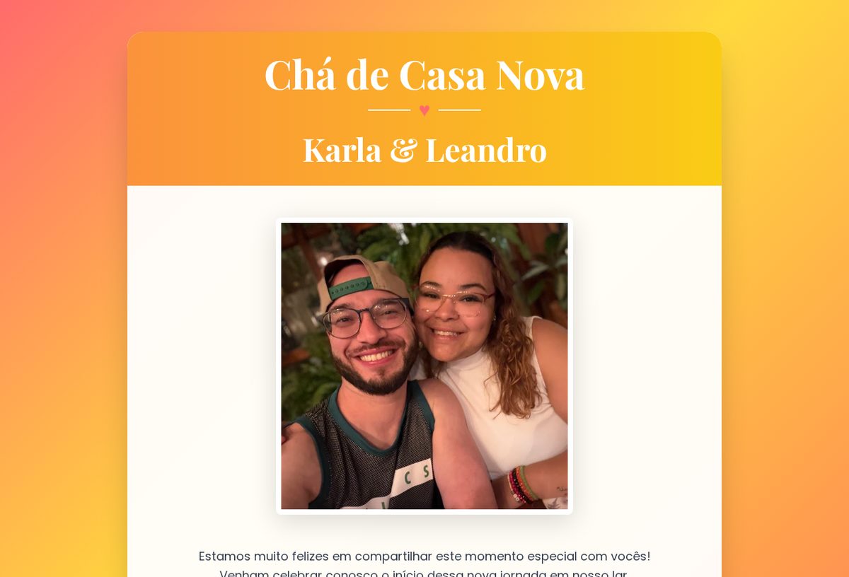 Projeto Chá de Casa Nova desenvolvido pela ToscanoTech